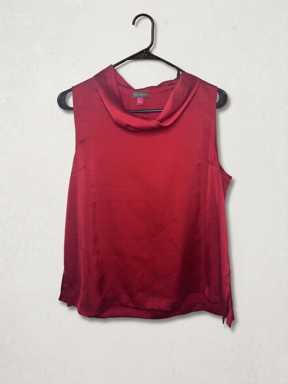 Vince Camuto Red Satin Cowl Neck Sleeveless